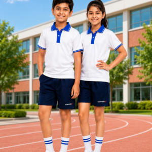 School PT Uniform by Converx made with Premium Matty and Polo Matty Fabric for Boys and Girls