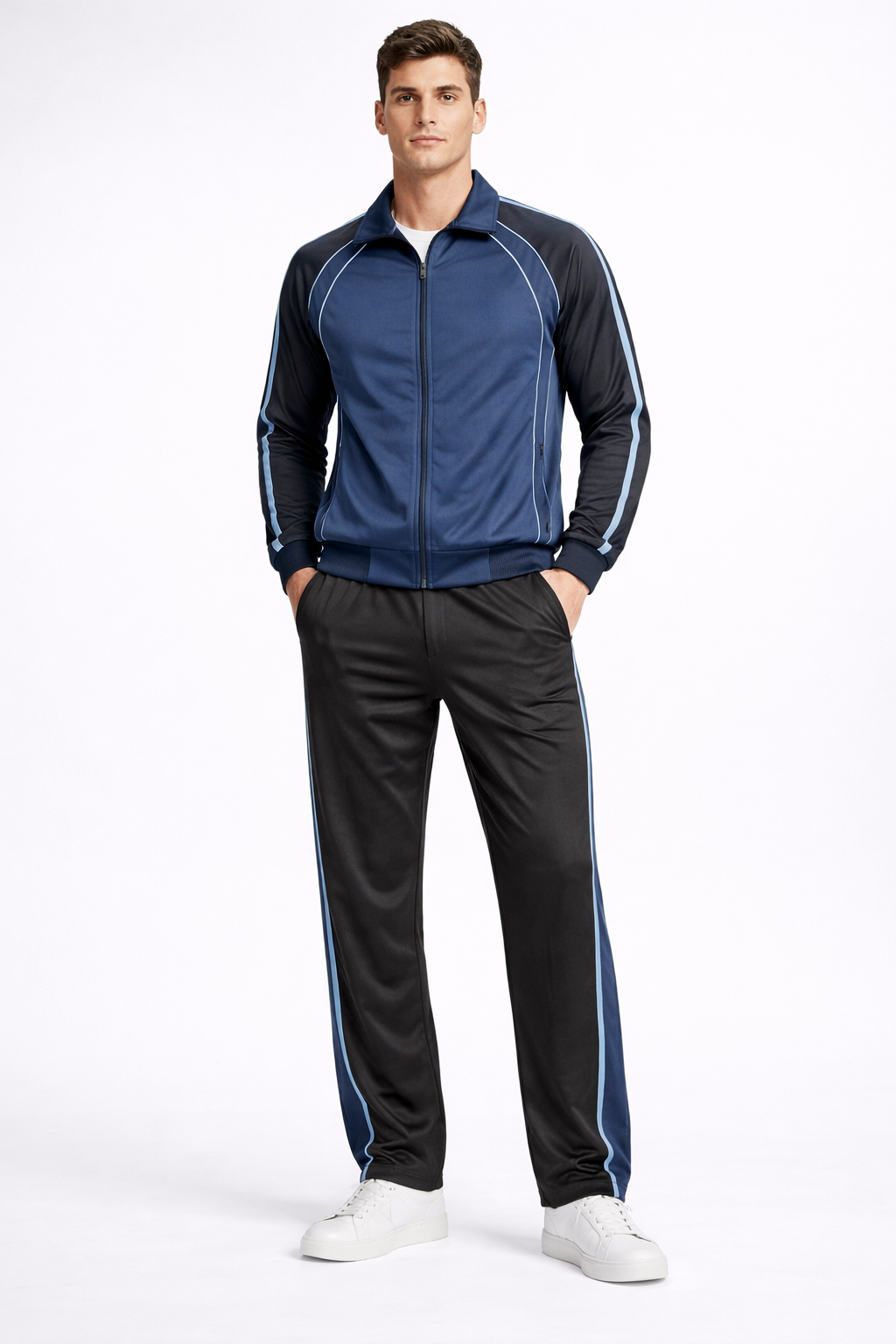 Sports Tracksuit by Converx made with Premium Super Poly Fabric for Men – Front, Back and Side Views